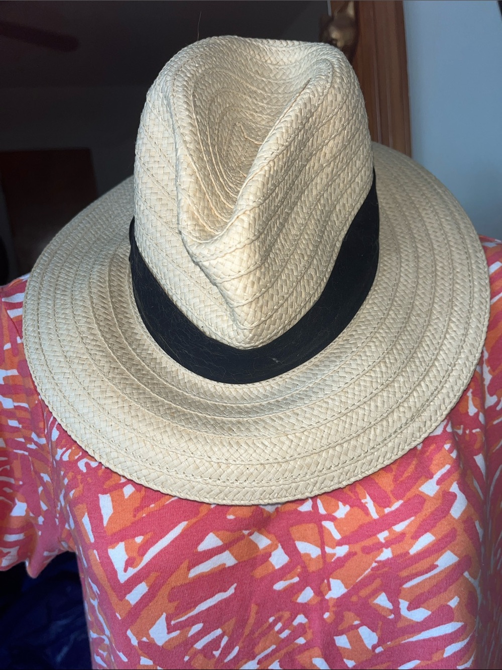 Women's Natural Straw Fedora with Black Band